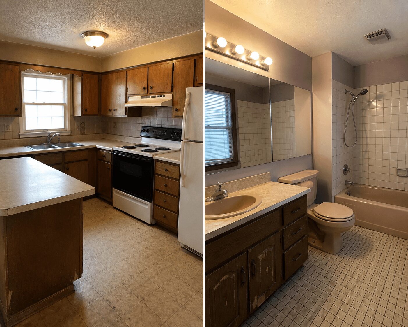 Dated Kitchen and Bathroom